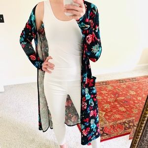 EUC M floral duster cardigan (lularoe Sarah)